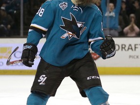 Sharks’ Brent Burns is ranked No.1 on Joel Colomby's defencemen rankings. (AP)
