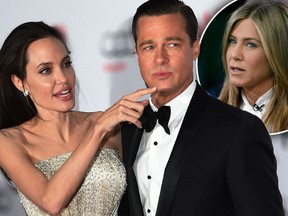 Angelina Jolie is reportedly dragging Jennifer Aniston into her divorce battle with Brad Pitt. (Radar Online Photo)