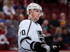 Tanner Pearson of the Los Angeles Kings during an NHL game against the Arizona Coyotes at Gila River Arena on Dec. 4, 2014 in Glendale, Arizona. (Christian Petersen/Getty Images)