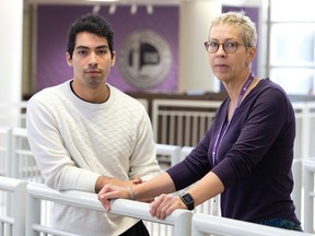 Western University Students' Council president Eddy Avila and associate VP of student experience Jana Luker stand in the University Community Centre on the Western campus in London, Ont. on Wednesday October 5, 2016. Both are concerned over an image posted to Instagram showing four young men in Western sweaters posing in front of banner reading "Western Lives Matter", which appeared on the image-based social network over the weekend. (CRAIG GLOVER, The London Free Press)