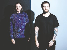 Hooks (Zachary Rapp-Rovan off-stage), left, and DC (Dylan Mamid) comprise Zeds Dead. (Chad Kamenshine,Special to Postmedia News)