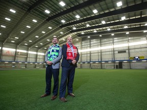 Toronto FC general manager Tim Bezbatchenko and FC London president Ian Campbell will work closely on getting local players on a clear path after reaching a development deal in September. The partnership will see them work to scout, develop and advance players.  (CRAIG GLOVER, The London Free Press)