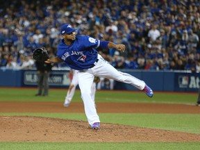 Francisco Liriano helped the Blue Jays defeat the Orioles in extra innings during their AL wild card game in Toronto on Tuesday, Oct. 4, 2016. (Jack Boland/Toronto Sun)