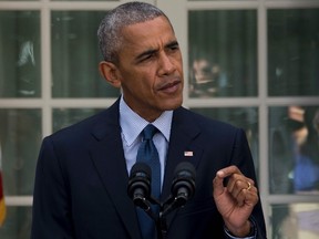 U.S. President Barack Obama speaks about the Paris Agreement from the Rose Garden of the White House in Washington, D.C., October 5, 2016. (JIM WATSON/AFP/Getty Images)