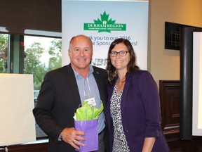CHBA President Bob Finnigan, seen here with DRHBA President Heidi Stephenson, continues to advocate for more affordable housing.