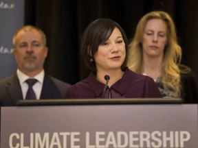 Alberta Environment Minister Shannon Phillips announces that the government is looking at supporting the province's first utility-scale solar project to meet its power needs. (Greg Southam/Postmedia)