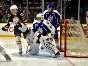 The Barrie Colts took on the Sudbury Wolves in OHL action on Thursday night at the Barrie Molson Centre. MARK WANZEL/PHOTO