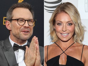 Left: Christian Slater  attends the 68th Annual Primetime Emmy Awards on Sept. 18 (FayesVision/WENN.com). Right: Kelly Ripa attends the premiere of "All We Had" during the 2016 Tribeca Film Festival on April 15. (Rob Kim/Getty Images)