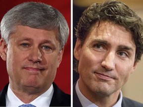 Stephen Harper and Justin Trudeau. (CP files)