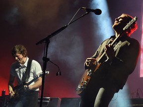 Matthew Followill and Caleb Followill of Kings Of Leon perform during there Album Release concert at Ascend Amphitheater on October 6, 2016 in Nashville, Tennessee. (Photo by Rick Diamond/Getty Images)