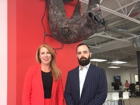 Wendy Smith, president, and David Basacco, managing director of the new Rhinoactive division, have moved into a bigger space downtown. (Hank Daniszewski/The London Free Press)