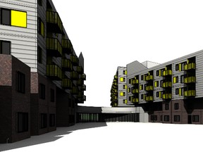 Plans for Capital Region Housing's Londonderry site call for 240 units arranged in an x formation with townhouses facing inside and out.