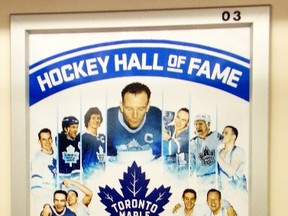 Mike Filey spotted this Hockey Hall of Fame poster in one of the TTC’s new subway cars. At a quick glance it seems our Toronto Maple Leafs hockey team is all set to celebrate its Centennial season. Historically, that’s not the case.
