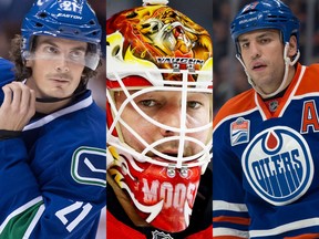 Loui Eriksson (Vancouver Canucks), Brian Elliott (Calgary Flames) and Milan Lucic (Edmonton Oilers) are three newly acquired players who could make a major impact on a Canadian NHL team this season. (Postmedia)