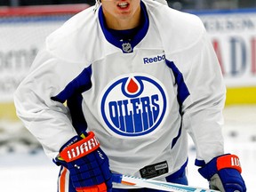 Edmonton Oiler Nail Yakupov at Oilers training camp in Edmonton on September 27, 2016.