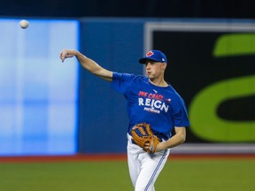 Toronto Blues Jays starter Aaron Sanchez during a team workout at the Rogers Centre in Toronto on Oct. 8, 2016. (Ernest Doroszuk/Toronto Sun/Postmedia Network)