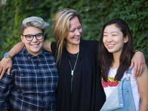 Guidance counsellor Catherine Wachter with students Martine Duffy (left) and Deanna Kim in Toronto on Friday, October 7, 2016. (Ernest Doroszuk/Toronto Sun)