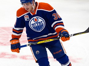 Drake Caggiula has shown the skills and competitiveness that could lock up a spot on the Oilers roster. (David Bloom)