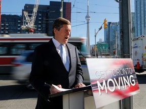 Mayor John Tory at a press conference about lane closures for construction on Tuesday, Oct. 12, 2016 (Michael Peake/Toronto Sun/Postmedia Network)