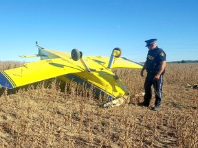 A 58-year-old Kincardine man was injured in a plane crash in Brant County on Oct. 10, 2016. The Transport Safety Board is investigating the crash. (DAVID RITCHIE/Special to Postmedia)