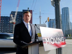 Toronto Mayor John Tory updates media about allowing developers to block city streets during building construction on Tuesday October 11, 2016. (Michael Peake/Toronto Sun)