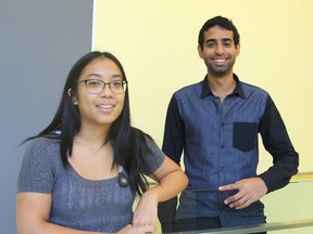 June Duong, left, and Badr Idsaid, second-year medical students at Queen's University in Kingston are co-chairing a walk to raise money for the Leukemia and Lymphoma Society of Canada later this month. Michael Lea The Whig-Standard