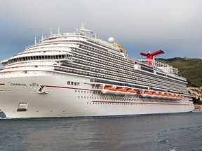 In this May 3, 2016 photo provided by Carnival Cruise Line, the new Carnival Vista, sailing on its maiden voyage, departs Dubrovnik, Croatia, on a 13-day Mediterranean cruise. The largest ship in Miami-based Carnival's fleet, Carnival Vista on Wednesday, Oct. 12, 2016, was named the year’s best new ship by Cruise Critic, the cruise review website. The ship is slated to arrive in New York City Nov. 3 to begin a series of cruises from there. (Andy Newman/Carnival Cruise Line via AP)