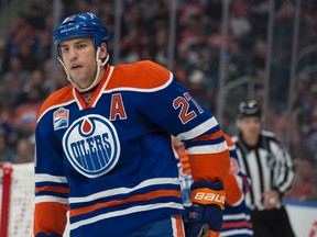 Milan Lucic of the Edmonton Oilers against the Winnipeg Jets at Rogers Place in Edmonton on Oct. 5, 2016. (Shaughn Butts/Postmedia)