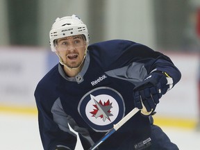 Winnipeg Jets centre Mark Scheifele works out during practice on Wednesday. (Brian Donogh/Winnipeg Sun)