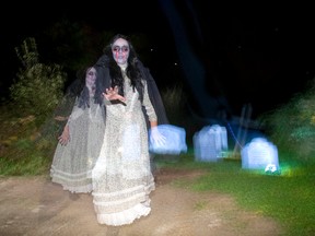 Sarah Abbott portrays St. Thomas witch Maria Ermatinger in The Midnight Village: A Tragical History Tour at the Fanshawe Pioneer Village. (MIKE HENSEN, The London Free Press)