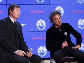 Daryl Katz and Wayne Gretzky announced Gretzky's role as partner and vice-chairman of OEG Wednesday at Rogers Place (Codie McLachlan)