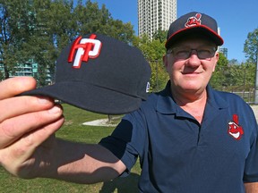 Jim Wynnyk shows off his High Park Juniors and High Park Little League current logo while wearing the old Indians logo that was not allowed by the city of Toronto on Wednesday, October 12, 2016. (Dave Abel/Toronto Sun)