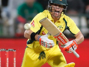 Australia’s David Warner makes a run during their 5th One Day International cricket match against South Africa in Cape Town, South Africa, on Wednesday. (AP Photo/Schalk van Zuydam)