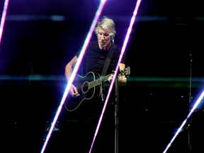 Roger Waters performs onstage during Desert Trip at the Empire Polo Field on October 9, 2016 in Indio, California.