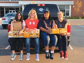 Ringette players Maxine Behrens, Macy Barras, Chelsea Luscher, and Aleshia Pilkey. (CONTRIBUTED PHOTO)