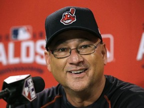 Indians manager Terry Francona speaks to the media at Fenway Park in Boston on Oct. 9, 2016. Professional baseball, hockey and basketball teams change their names all the time so there's no reason for the Cleveland Indians to avoid ditching their long-controversial moniker, says one expert in sports marketing. (Elise Amendola/AP Photo)