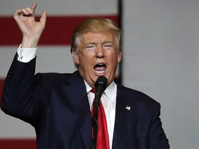 Republican presidential candidate Donald Trump speaks during a campaign rally at the South Florida Fair Expo Center on Oct. 13, 2016 in West Palm Beach, Fla.  (Joe Raedle/Getty Images)