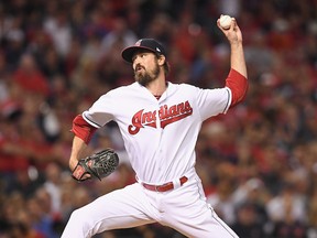 Andrew Miller #24 of the Cleveland Indians throws a pitch in the fifth inning against the Boston Red Sox during game one of the American League Divison Series at Progressive Field on October 6, 2016 in Cleveland, Ohio. (Photo by Jason Miller/Getty Images)