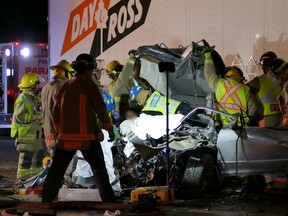 Two people were killed in a crash at Dixie Rd. and Aerowood Dr. around 7:30 p.m. on Oct. 13, 2016. (Pascal Marchang/Special to the Toronto Sun)