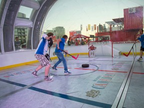 Human bubble hockey will be a part of the fan festival put on next weekend during the Heritage Classic. (SUPPLIED PHOTO)