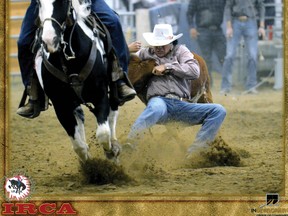 Otys Little Mustache took down his steer in 4.8 seconds during his second performance in the IRCA finals. Now, he’s heading to the Indian National Finals Rodeo in Las Vegas this November. | Contributed photo