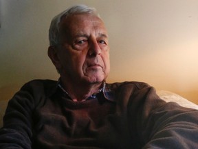 Ray Irving sits in his Spruce St. home on oct. 14, 2016 days after Shirley, his wife of 48 years, died from injuries suffered when she was struck by a cyclist last month on Parliament St.  (Dave Thomas/Toronto Sun)