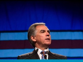 Former Alberta premier Jim Prentice is one of the four people who died overnight in a plane crash in British Columbia. Alberta conservative leader Jim Prentice gives a keynote speech during the Edmonton Leaders Dinner in Edmonton in an April 30, 2015, file photo. (THE CANADIAN PRESS/Jason Franson)