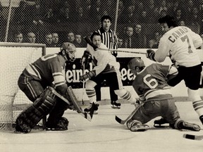 Phil Esposito goes to the net during the Canada-Russia series in 1972.