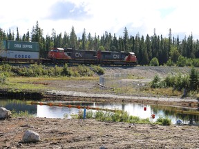Work began in 2016 for cleaning up oily sediment in the Makami River, near Gogama, where a CN oil tanker train derailed and burned in March 2015. (Len Gillis/Postmedia file photo)
