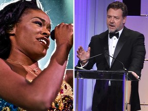 Azealia Banks and Russell Crowe. (AP file photos)