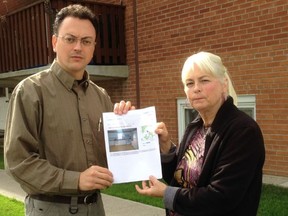 Submitted photo
Quinte Landlords Association president Robert Gentile and Trenton property manager Heather Buikema display a recent ad which was determined to be a fraud. The association is urging people to be careful when looking to rent property in Quinte.