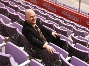Revolution Place new general manager Scott Clark is pictured seated in the stands of the arena. Clark took over from former general manager Jane Cada-Sharp about a month ago. 
Svjetlana Mlinarevic/Daily Herald-Tribune