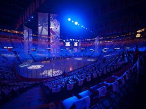 Joe Louis Arena is ready for opening night ceremonies prior to an NHL game between the Detroit Red Wings and the Ottawa Senators in Detroit on Monday, Oct. 17, 2016. (Jennifer Hefner/NHLI via Getty Images)