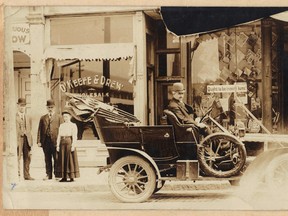 J.T. O'Keefe at the wheel of a Chatham, circa 1908.